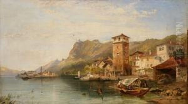 Veduta Di Lago Italiano Oil Painting by Harry John Johnson