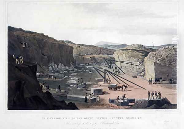 An Interior View of the Devon Haytor Granite Quarries, 1825 Oil Painting by Joseph Cartwright