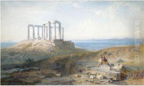 Sounion Oil Painting by Harry John Johnson