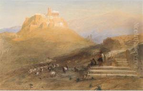 View Of The Acropolis Oil Painting by Harry John Johnson