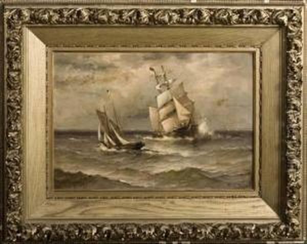 Johnson, American Ships At Sea Oil Painting by Marshall Johnson