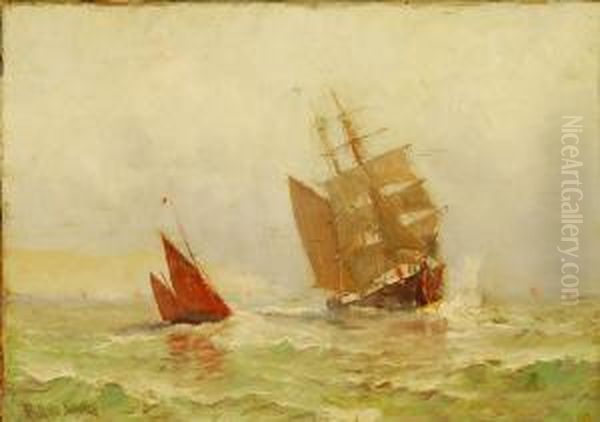 Brigantine Coming Into Port Oil Painting by Marshall Johnson