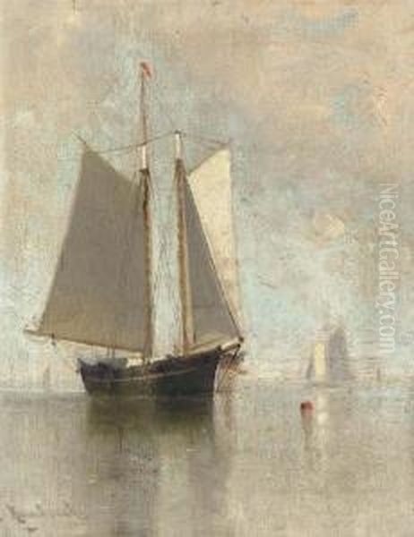 Shipping In A Calm Oil Painting by Marshall Johnson