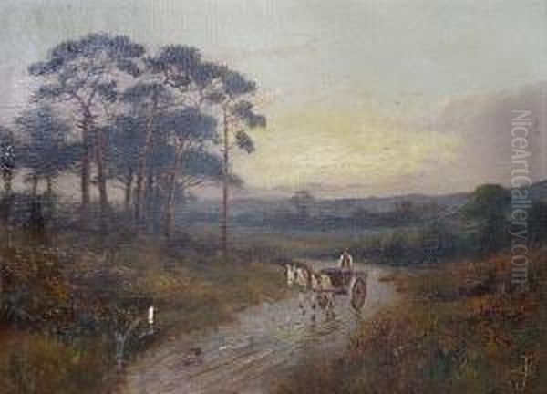 Horse And Cart On A Country Lane Oil Painting by Sidney Yates Johnson