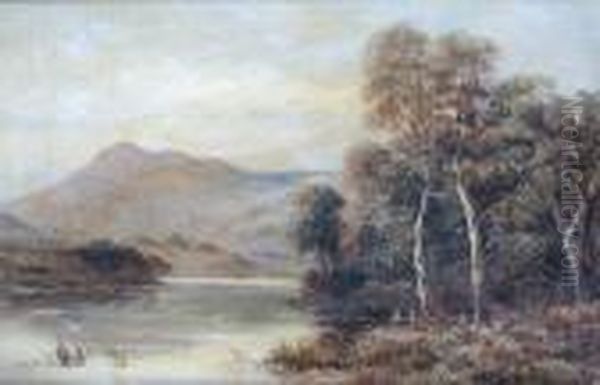 Twilight -on The Conway North Wales Oil Painting by Sidney Yates Johnson