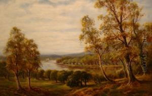 Autumn On The River Wye Oil Painting by Sidney Yates Johnson