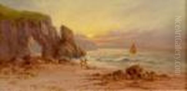 Coastal Fishermen At Dusk Oil Painting by Sidney Yates Johnson