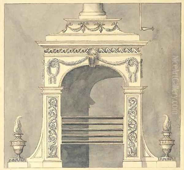 Design for a hall stove Oil Painting by Sir William Chambers