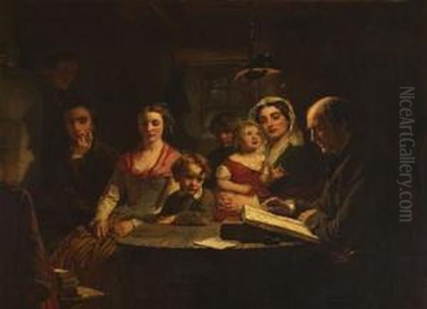 The Cottar's Saturday Night Oil Painting by Alexander Johnston