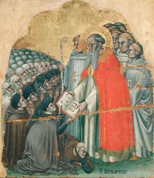 St. Bernard Tolomeo (1272-1348) giving the Rule to his Order Oil Painting by Simone dei Crocefissi