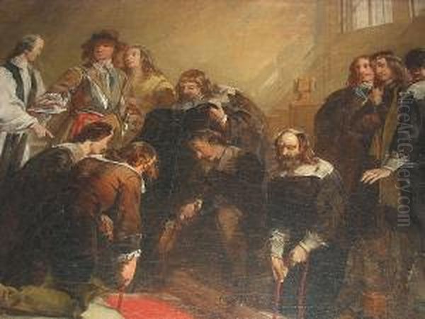 Covenanters In A Kirk Oil Painting by Alexander Johnston