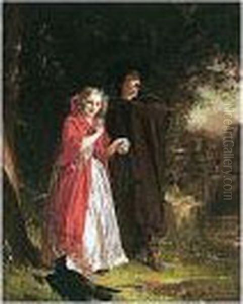 Lucy Ashton And Ravenswood At The Fountain (from The Bride Of Lammermoor) Oil Painting by Alexander Johnston