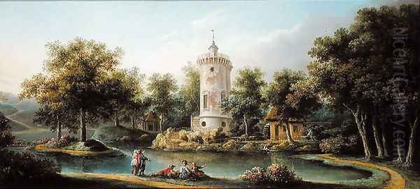 The Tour de Marlborough in the Jardin des Mesdames, Bellevue Oil Painting by Claude Louis Chatelet