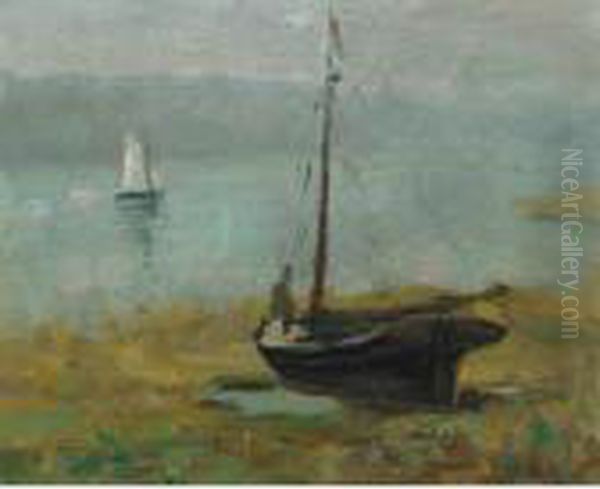 Boats Oil Painting by John Young Johnstone