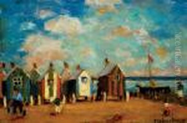 Beach At Ostend Oil Painting by John Young Johnstone