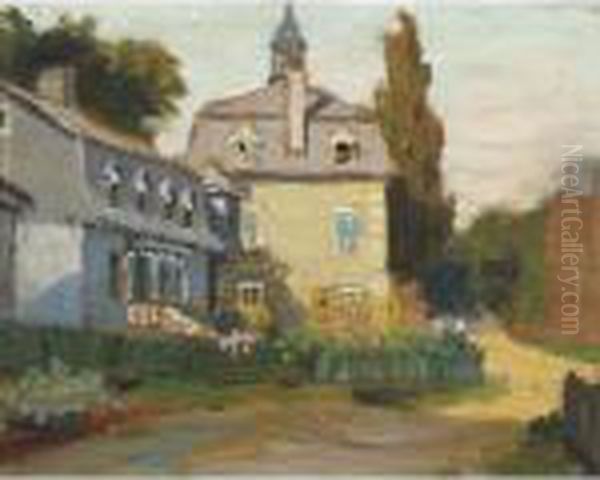 House And Garden Oil Painting by John Young Johnstone