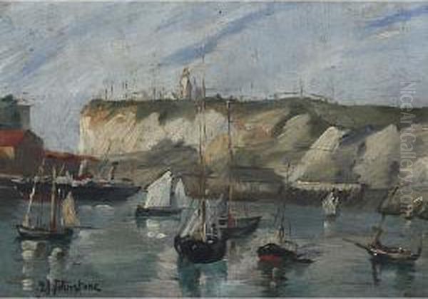 Harbour View Oil Painting by John Young Johnstone