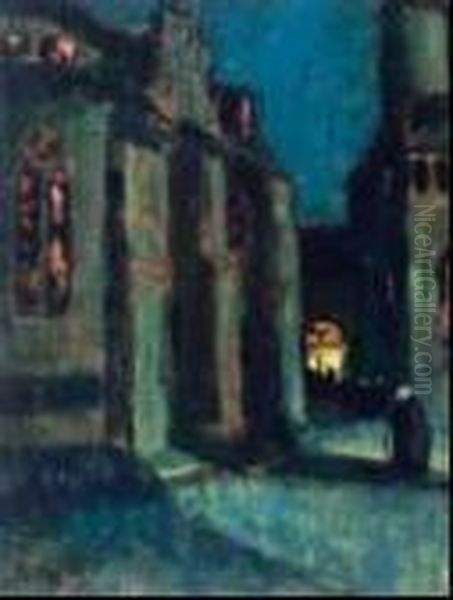 Moonlight, Bruges Oil Painting by John Young Johnstone