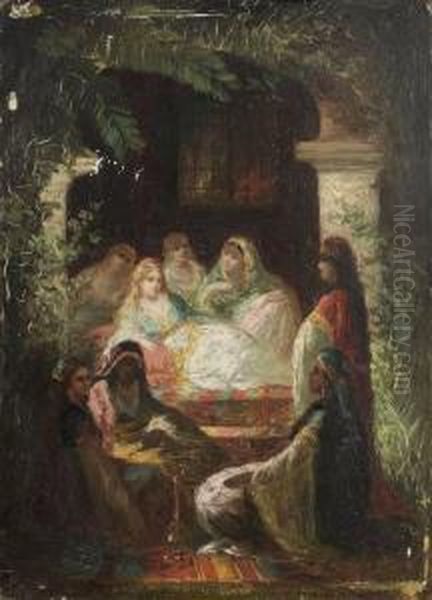 Scene De Harem Oil Painting by Antoine Edmond Joinville