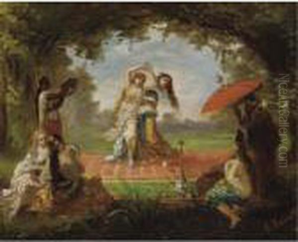 Danse Au Harem; Le Repos De Courtisanes Oil Painting by Antoine Edmond Joinville