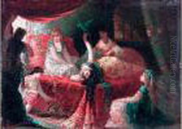 Scene De Harem Oil Painting by Antoine Edmond Joinville