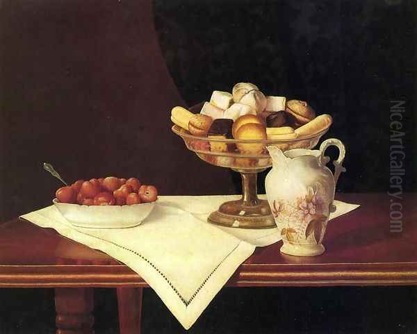 Still Life with Sweets and Strawberries Oil Painting by George Cope