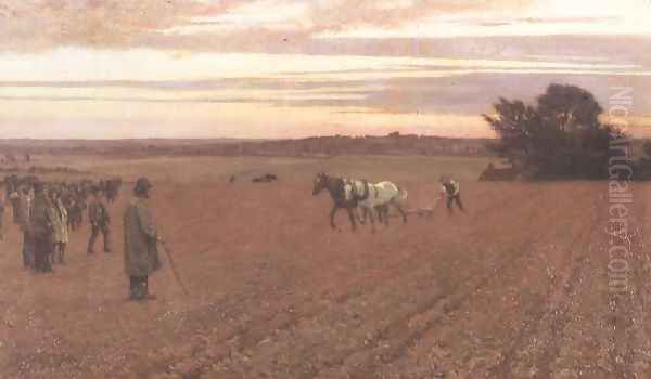 The Ploughing Match Oil Painting by George Carline