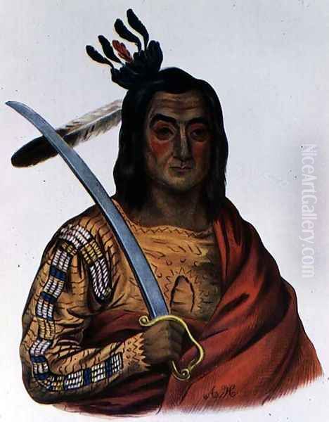 Mou-Ka-Ush-Ka or The Trembling Earth a Yankton Sioux Chief Oil Painting by George Cooke