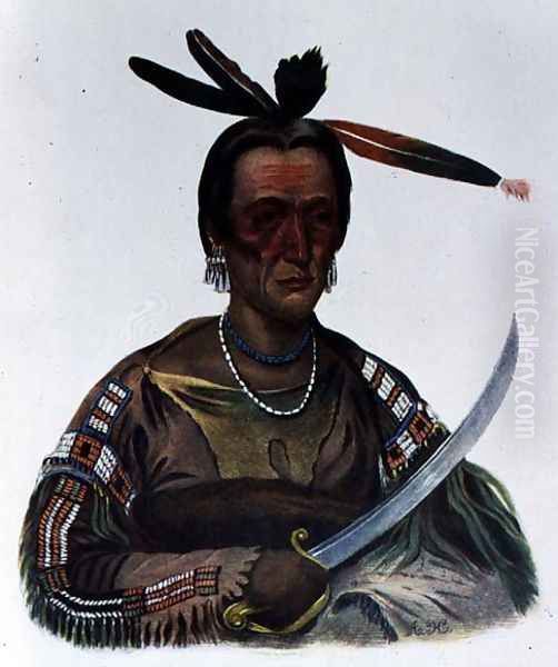 To-Ka-Cou, a Yankton Sioux Chief 1837 Oil Painting by George Cooke