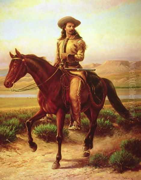 William Frederick Cody on his horse Charlie Oil Painting by William de la Montagne Cary