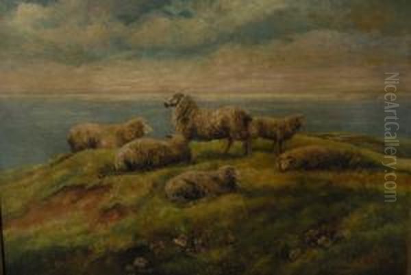 Coastal Grazing Oil Painting by Charles Jones