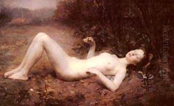 A Nude With a Mandolin Oil Painting by Georges Callot