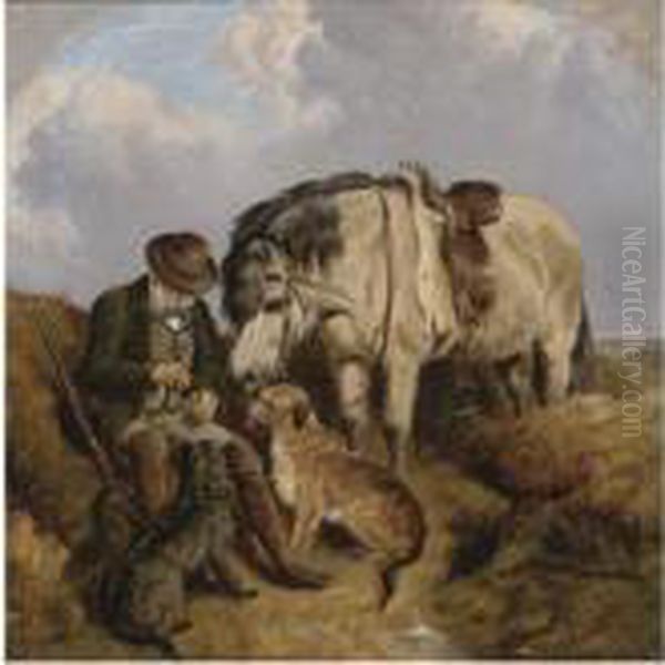 A Tipple For The Gamekeeper Oil Painting by Charles Jones