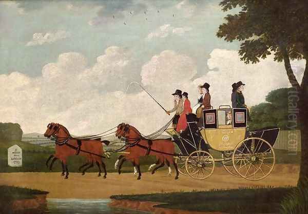 The Royal Mail Coach, Chelmsford to London, 1799 Oil Painting by John Cordrey