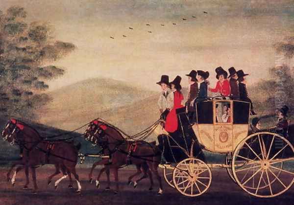 The Sudbury, Hedingham and Braintree Stagecoach, c.1813 Oil Painting by John Cordrey