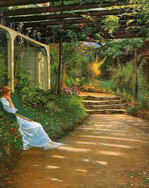 In the Shade Oil Painting by Walter I. Cox