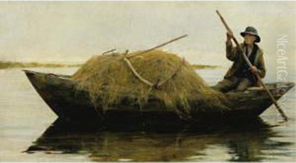 Ferrying Hay Oil Painting by Francis Coates Jones