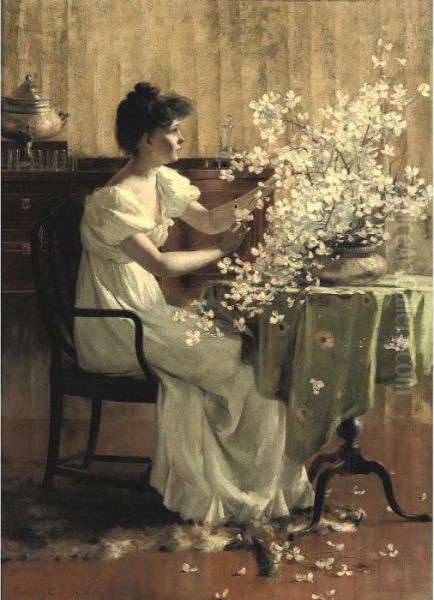 Woman Arranging Flowers Oil Painting by Francis Coates Jones