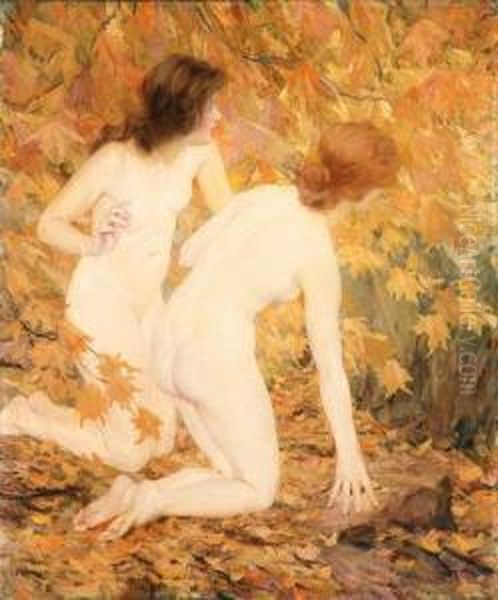 Nymphs In The Autumn Woods Oil Painting by Francis Coates Jones