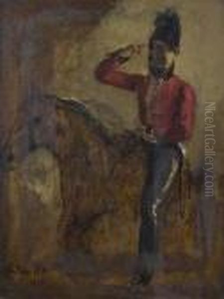 Portrait Of An Officer On Horseback Oil Painting by George Jones