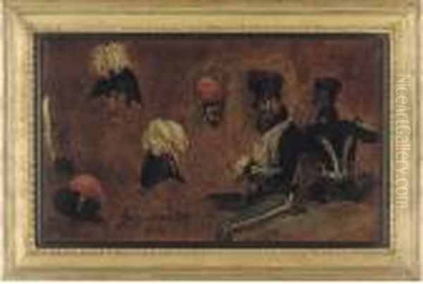 Studies Of Hussar Accoutrements And A General Officer Oil Painting by George Jones