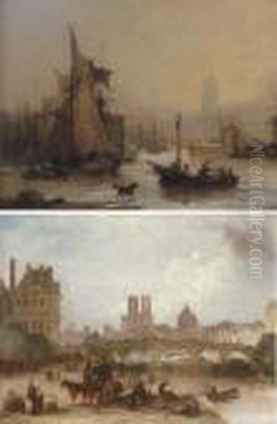 Bristol Harbour; And Pont Royal Oil Painting by George Jones