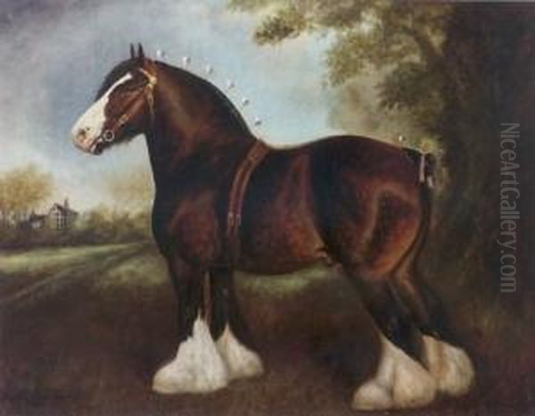 The Shire Stallion 'chorlton Fear None' Oil Painting by Herbert Jones