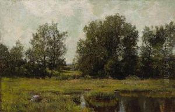 Marsh Landscape Oil Painting by Hugh Bolton Jones