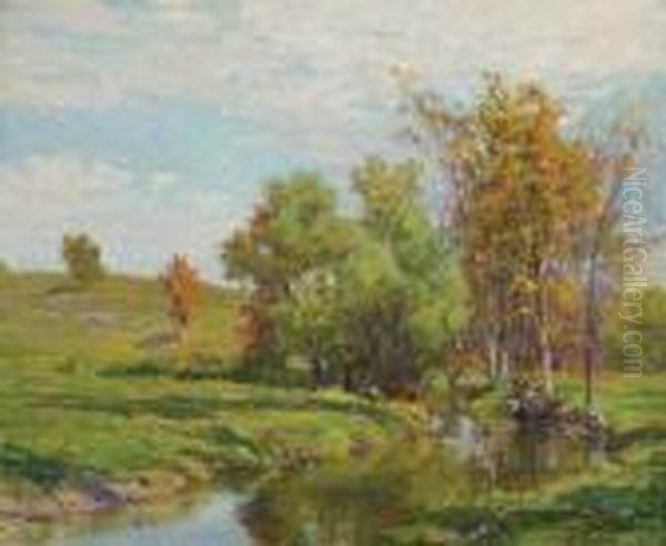 Landscape With Stream Oil Painting by Hugh Bolton Jones