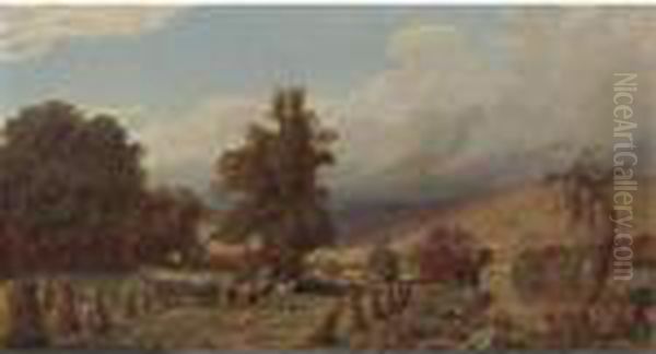 Haying Oil Painting by Hugh Bolton Jones