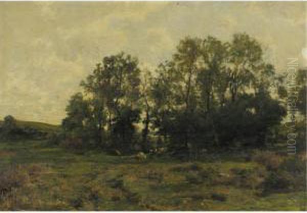 Landscape With Cattle Oil Painting by Hugh Bolton Jones