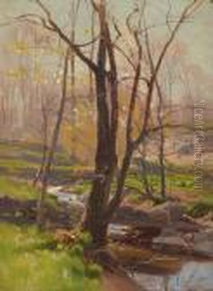 A Brook In Early Spring Oil Painting by Hugh Bolton Jones