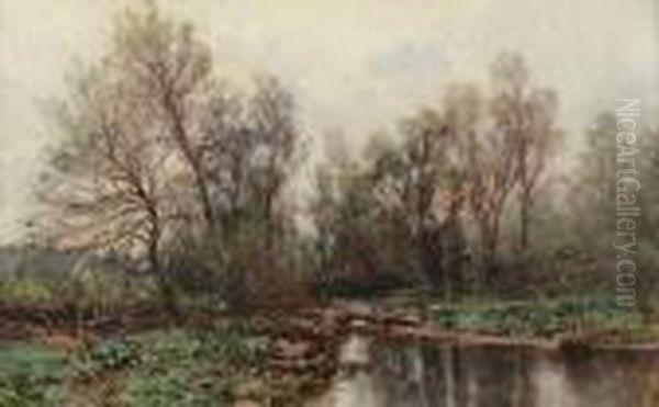 Landscape Of A Stream Oil Painting by Hugh Bolton Jones