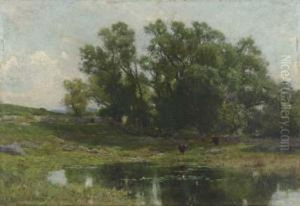 Meadow Stream Oil Painting by Hugh Bolton Jones